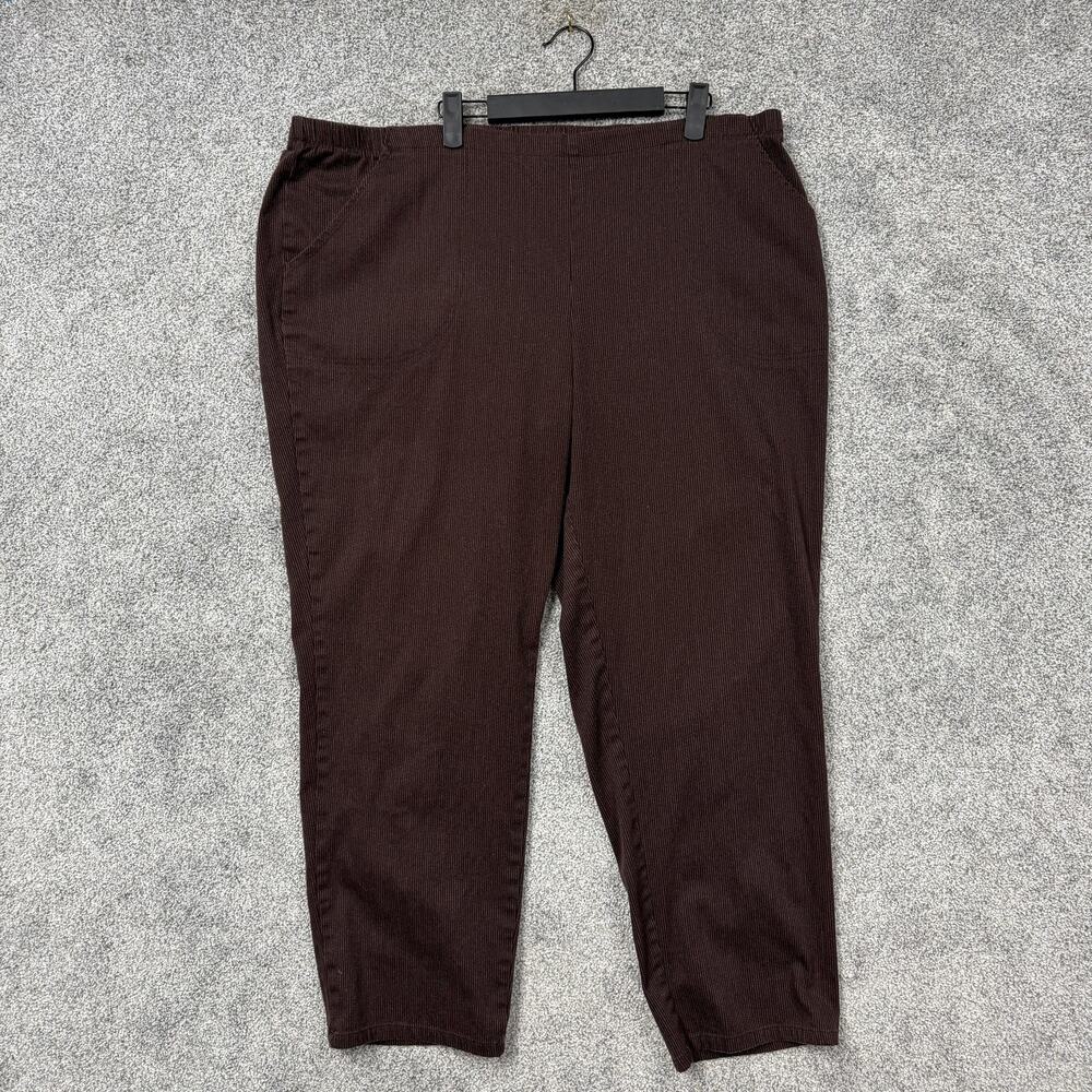 Just My Size Dress Pants Womens 3X 41x27 Brown Pinstripe Stretch Dark Academia